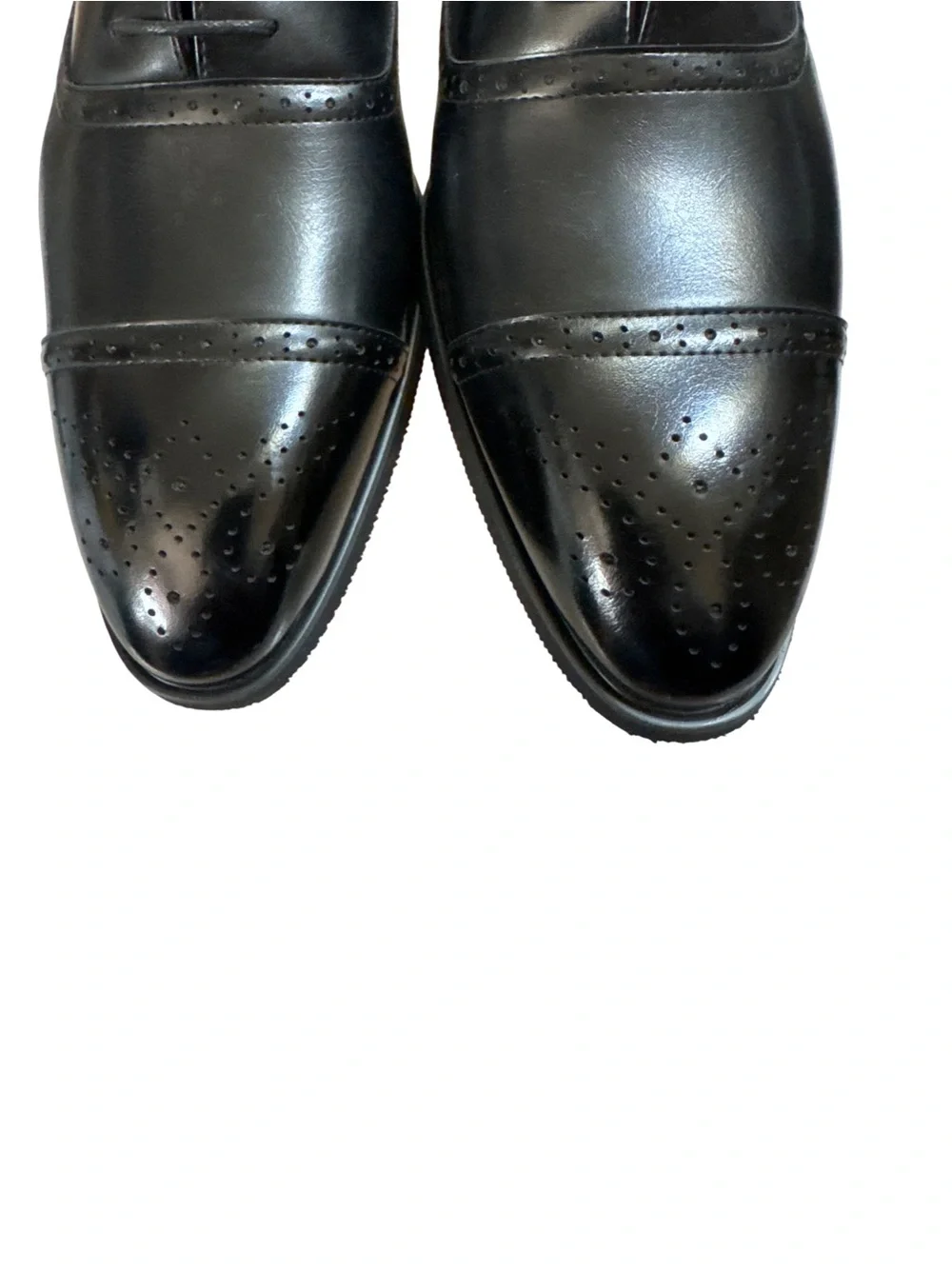 Classic Men’s Black Leather Cap-Toe Oxfords